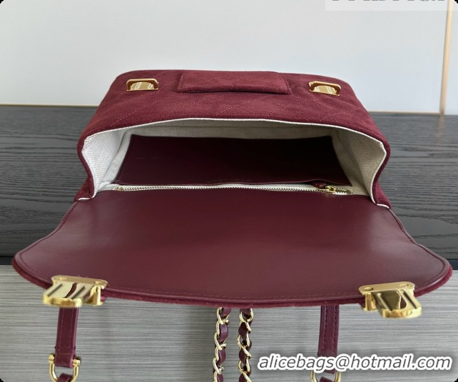 Affordable Price Chanel Backpack in Suede Calfskin AS6465 Amaranth Red 2026
