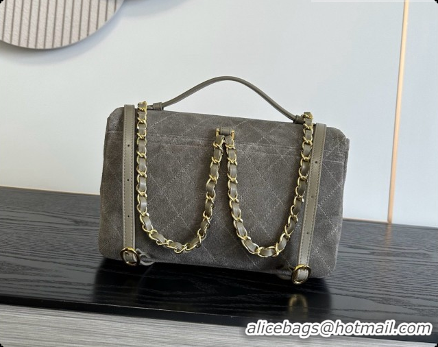 Popular Chanel Backpack in Suede Calfskin AS6465 Grey 2026