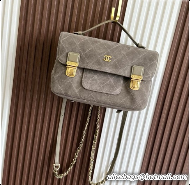Popular Chanel Backpack in Suede Calfskin AS6465 Grey 2026