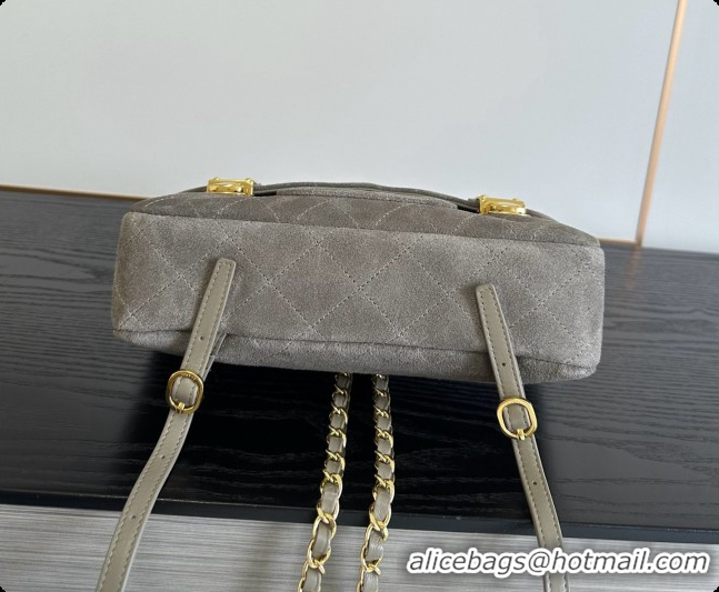 Popular Chanel Backpack in Suede Calfskin AS6465 Grey 2026