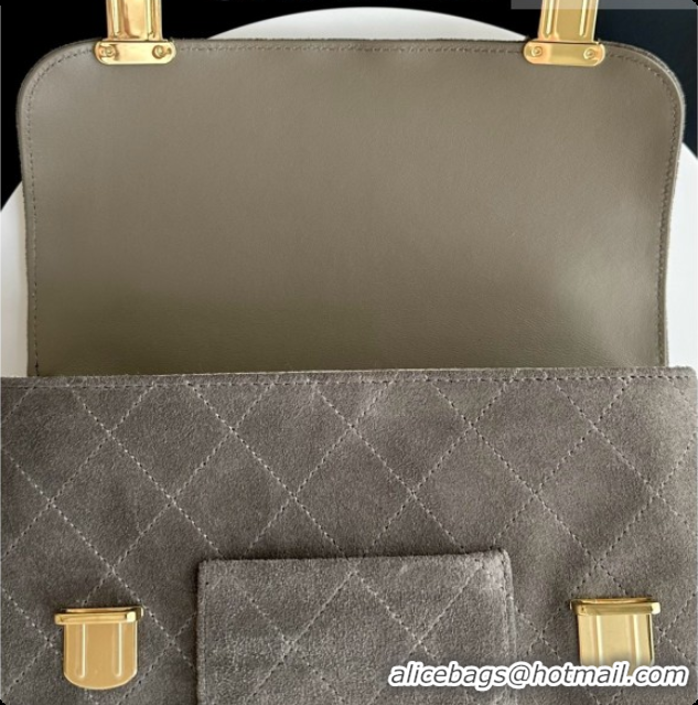 Popular Chanel Backpack in Suede Calfskin AS6465 Grey 2026