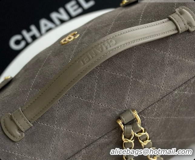 Popular Chanel Backpack in Suede Calfskin AS6465 Grey 2026