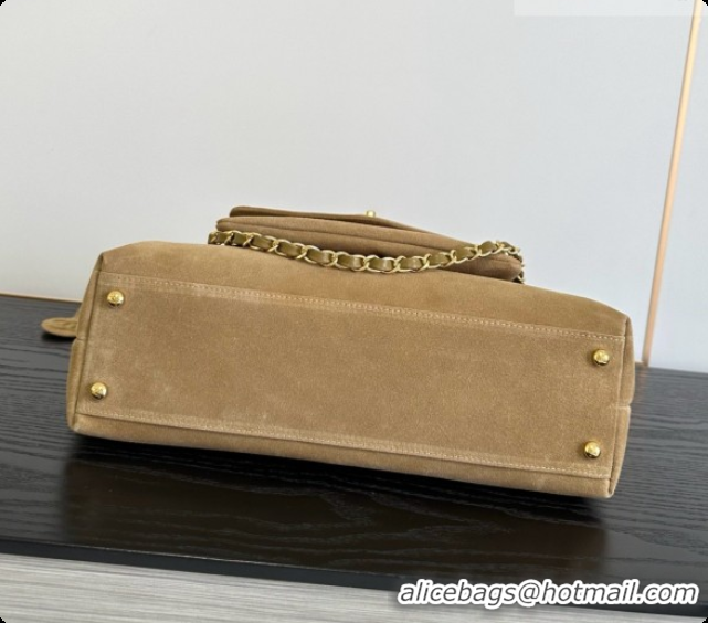 2026 Fashion Chanel Tote Bag with Pocket in Suede Calfskin AS6483 Apricot Brown 2026