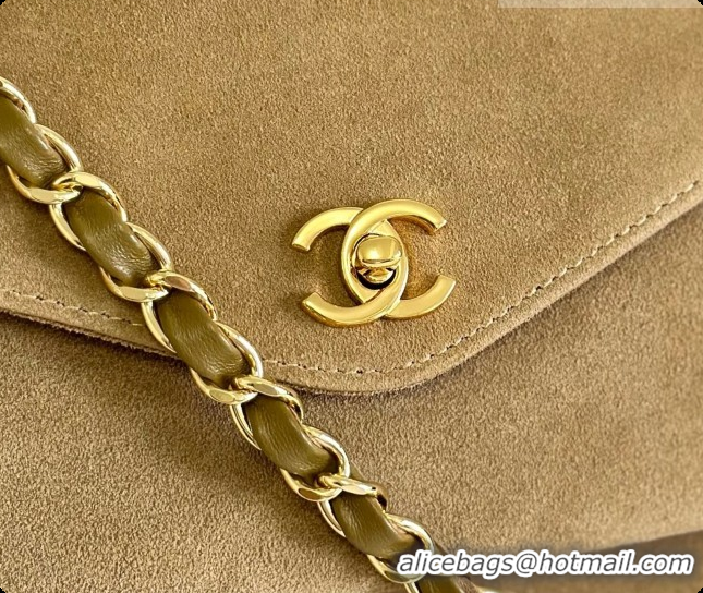 2026 Fashion Chanel Tote Bag with Pocket in Suede Calfskin AS6483 Apricot Brown 2026
