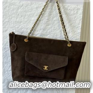 New Design Chanel Tote Bag with Pocket in Suede Calfskin AS6483 Coffee Brown 2026