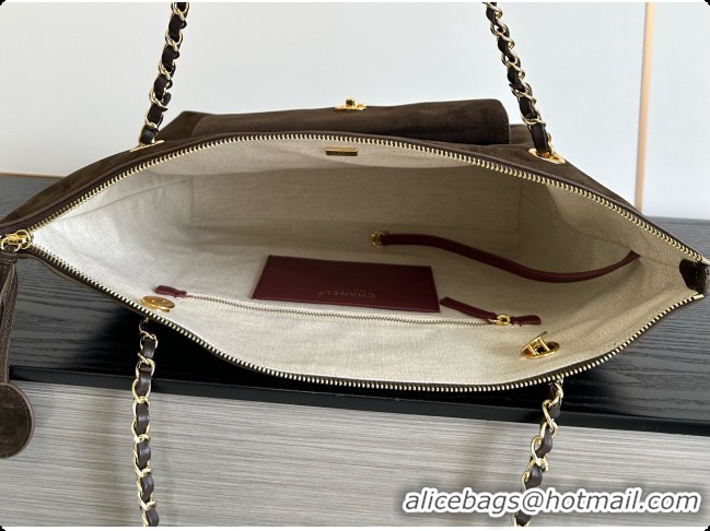 New Design Chanel Tote Bag with Pocket in Suede Calfskin AS6483 Coffee Brown 2026