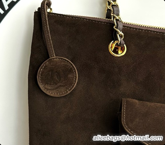 New Design Chanel Tote Bag with Pocket in Suede Calfskin AS6483 Coffee Brown 2026