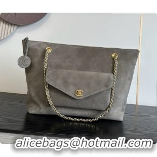 Low Price Chanel Tote Bag with Pocket in Suede Calfskin AS6483 Grey 2026