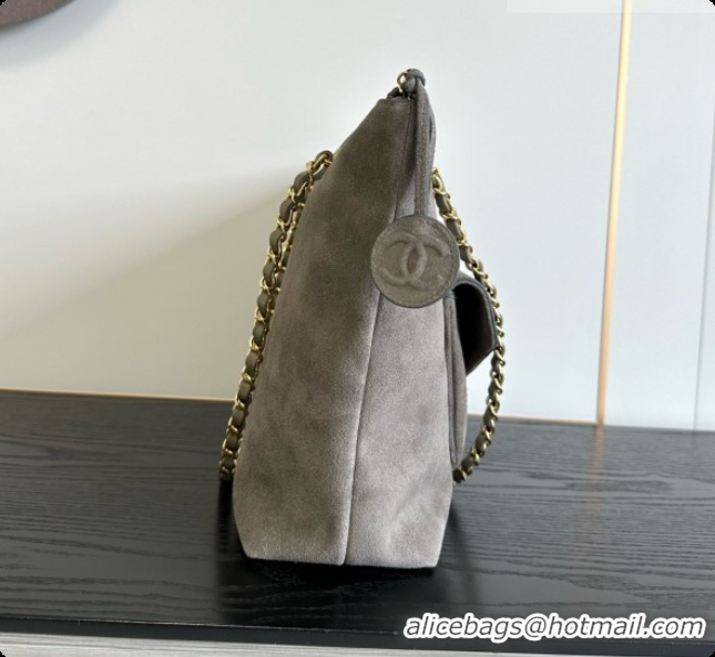 Low Price Chanel Tote Bag with Pocket in Suede Calfskin AS6483 Grey 2026