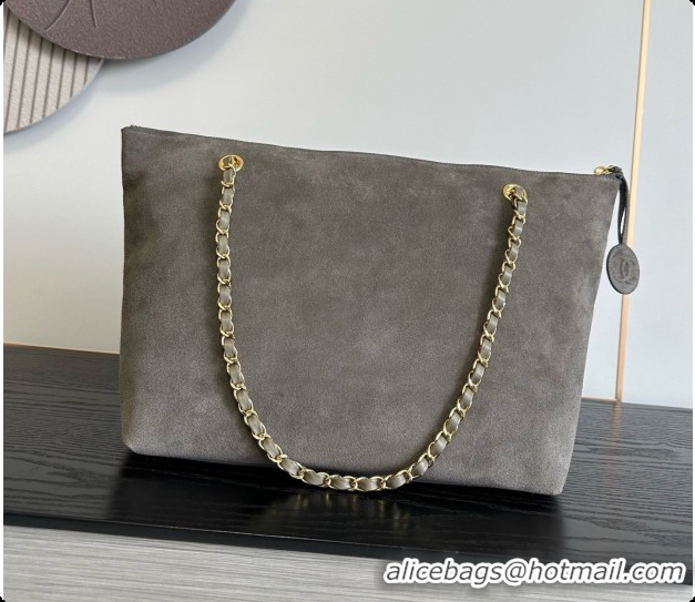 Low Price Chanel Tote Bag with Pocket in Suede Calfskin AS6483 Grey 2026