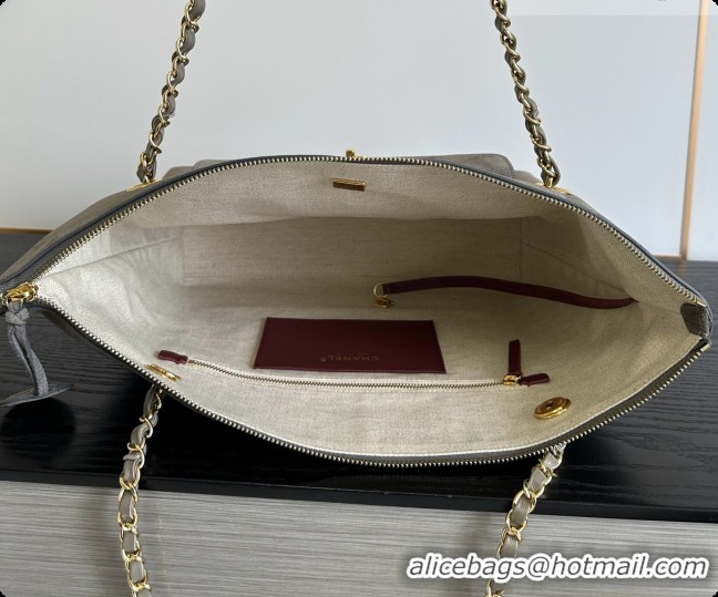 Low Price Chanel Tote Bag with Pocket in Suede Calfskin AS6483 Grey 2026