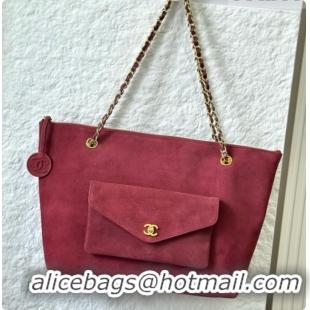 Discount Chanel Tote Bag with Pocket in Suede Calfskin AS6483 Wine Red 2026