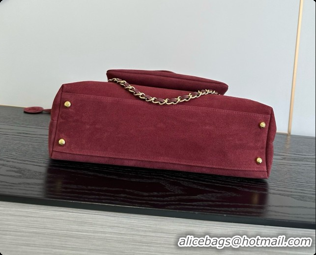 Discount Chanel Tote Bag with Pocket in Suede Calfskin AS6483 Wine Red 2026