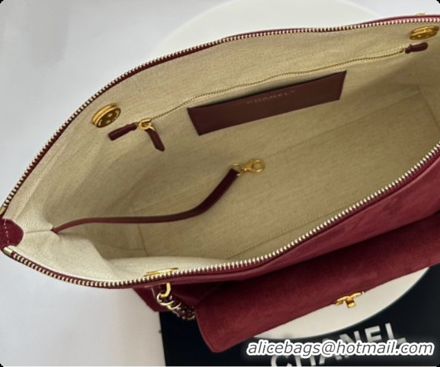 Discount Chanel Tote Bag with Pocket in Suede Calfskin AS6483 Wine Red 2026