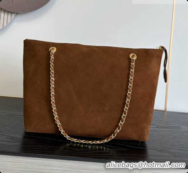 Duplicate Chanel Tote Bag with Pocket in Suede Calfskin AS6483 Caramel Brown 2026