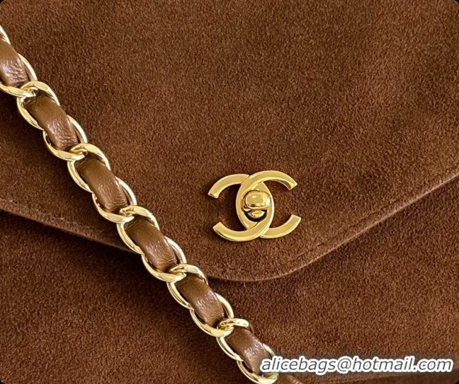 Duplicate Chanel Tote Bag with Pocket in Suede Calfskin AS6483 Caramel Brown 2026