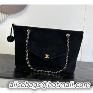 Low Cost Chanel Tote Bag with Pocket in Suede Calfskin AS6483 Black 2026