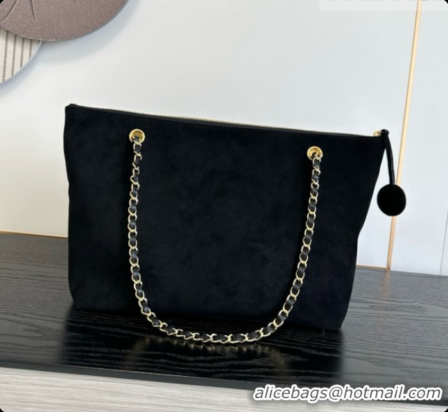 Low Cost Chanel Tote Bag with Pocket in Suede Calfskin AS6483 Black 2026