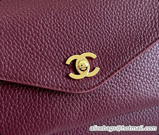 Low Price Chanel Tote Bag with Pocket in Grained Calfskin AS6483 Wine Red 2026 