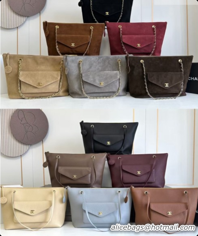 Low Price Chanel Tote Bag with Pocket in Grained Calfskin AS6483 Wine Red 2026 