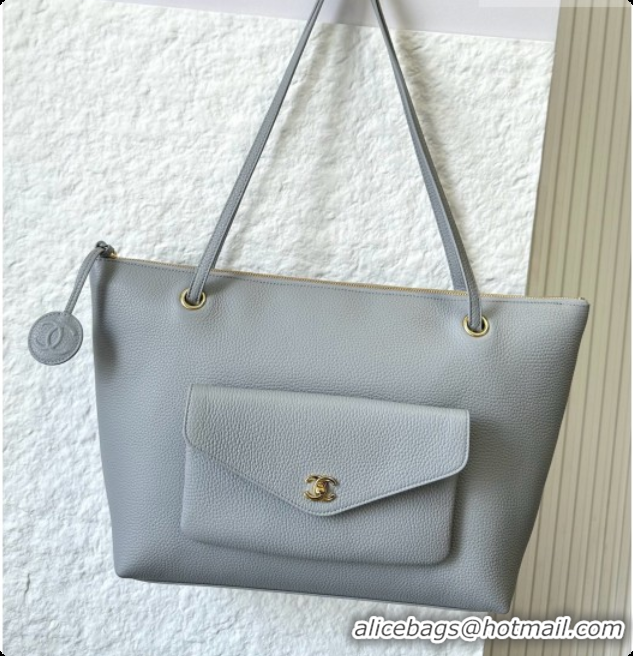 AAAAA Chanel Tote Bag with Pocket in Grained Calfskin AS6483 Grey 2026