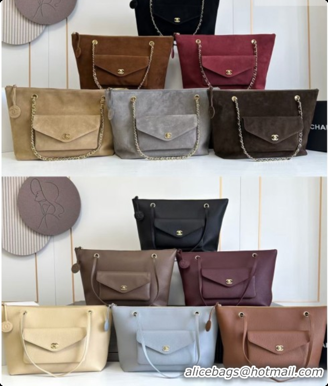 AAAAA Chanel Tote Bag with Pocket in Grained Calfskin AS6483 Grey 2026