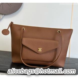 Unique Style Chanel Tote Bag with Pocket in Grained Calfskin AS6483 Caramel Brown 2026