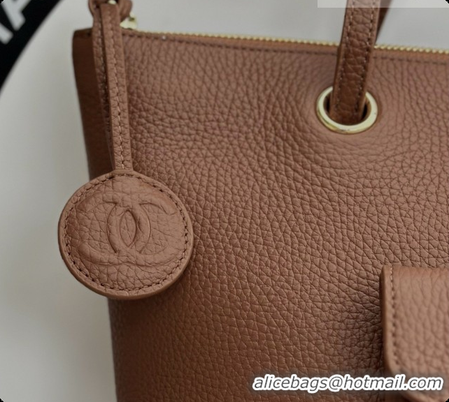 Unique Style Chanel Tote Bag with Pocket in Grained Calfskin AS6483 Caramel Brown 2026