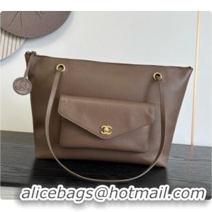 Duplicate Chanel Tote Bag with Pocket in Grained Calfskin AS6483 Khaki 2026
