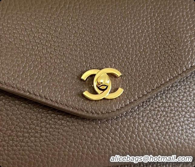 Duplicate Chanel Tote Bag with Pocket in Grained Calfskin AS6483 Khaki 2026