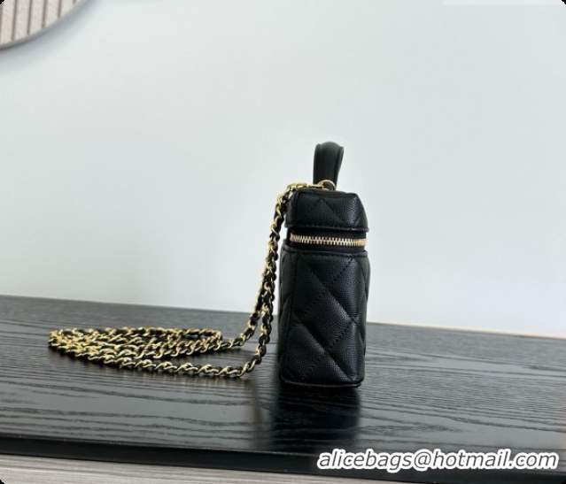 Stylish Chanel Mini Vanity with Chain in Quilted Grained Calfskin CH100813 Black 2026