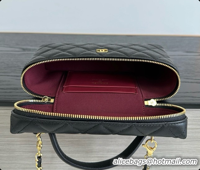 Stylish Chanel Mini Vanity with Chain in Quilted Grained Calfskin CH100813 Black 2026