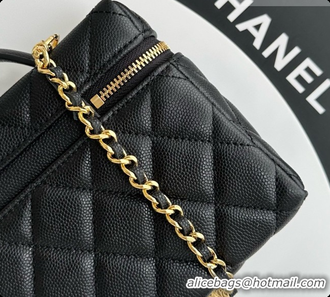 Stylish Chanel Mini Vanity with Chain in Quilted Grained Calfskin CH100813 Black 2026