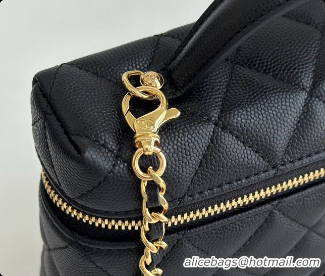 Stylish Chanel Mini Vanity with Chain in Quilted Grained Calfskin CH100813 Black 2026