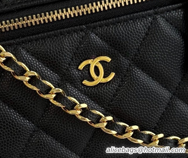 Stylish Chanel Mini Vanity with Chain in Quilted Grained Calfskin CH100813 Black 2026
