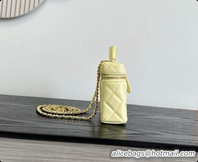 Shoulder Carry Chanel Mini Vanity with Chain in Quilted Grained Calfskin CH100815 Yellow 2026