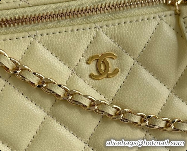 Shoulder Carry Chanel Mini Vanity with Chain in Quilted Grained Calfskin CH100815 Yellow 2026