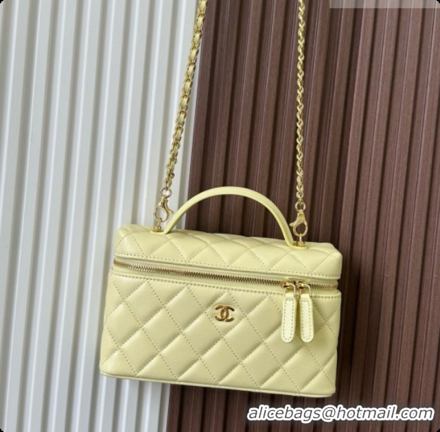 Shoulder Carry Chanel Mini Vanity with Chain in Quilted Grained Calfskin CH100815 Yellow 2026