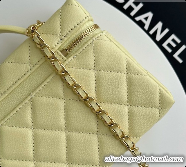 Shoulder Carry Chanel Mini Vanity with Chain in Quilted Grained Calfskin CH100815 Yellow 2026