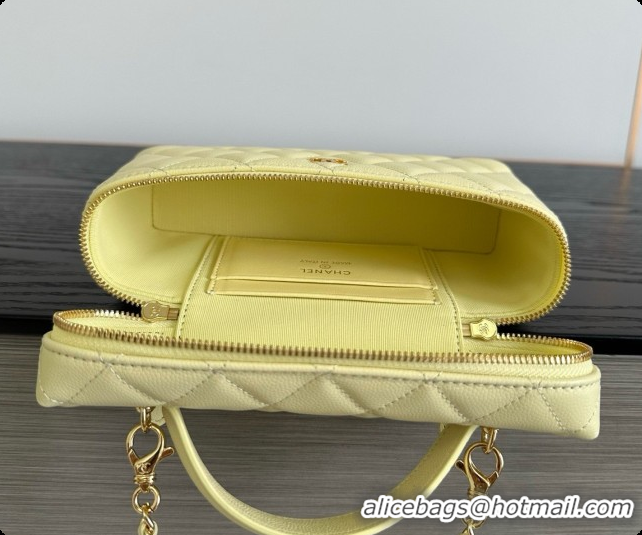 Shoulder Carry Chanel Mini Vanity with Chain in Quilted Grained Calfskin CH100815 Yellow 2026