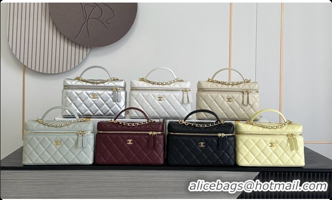 Shoulder Carry Chanel Mini Vanity with Chain in Quilted Grained Calfskin CH100815 Yellow 2026