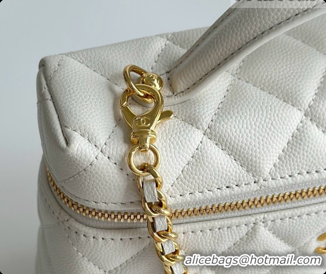 Pretty Style Chanel Mini Vanity with Chain in Quilted Grained Calfskin CH100816 White 2026