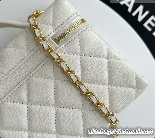 Pretty Style Chanel Mini Vanity with Chain in Quilted Grained Calfskin CH100816 White 2026