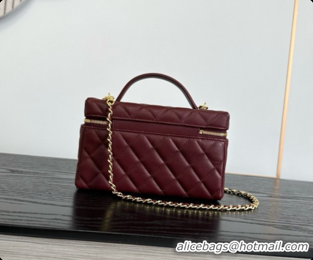 Sumptuous Chanel Mini Vanity with Chain in Quilted Grained Calfskin CH100817 Burgundy 2026