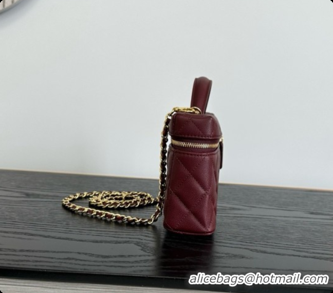 Sumptuous Chanel Mini Vanity with Chain in Quilted Grained Calfskin CH100817 Burgundy 2026