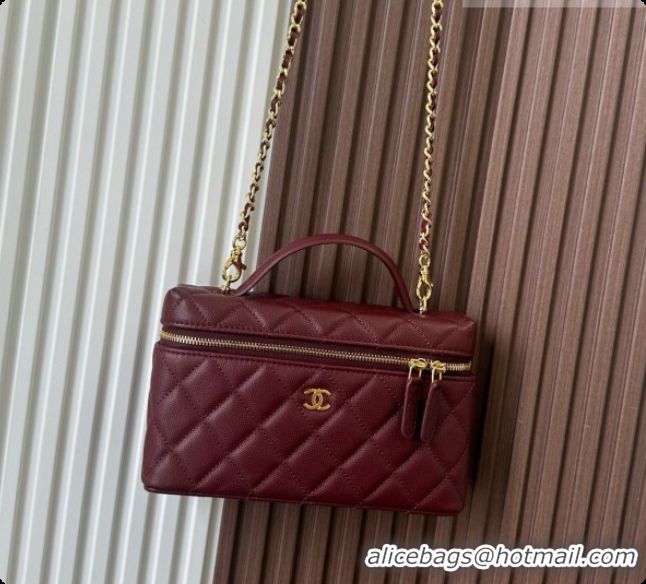 Sumptuous Chanel Mini Vanity with Chain in Quilted Grained Calfskin CH100817 Burgundy 2026