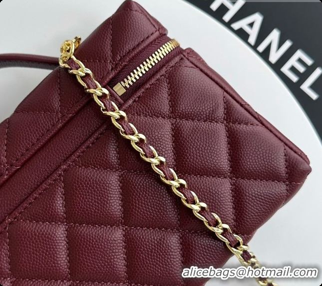 Sumptuous Chanel Mini Vanity with Chain in Quilted Grained Calfskin CH100817 Burgundy 2026