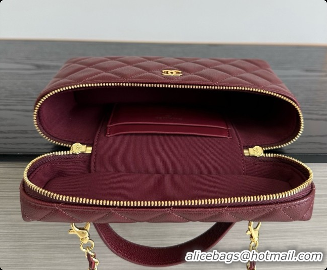 Sumptuous Chanel Mini Vanity with Chain in Quilted Grained Calfskin CH100817 Burgundy 2026