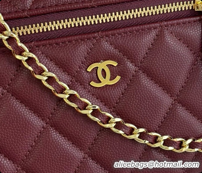 Sumptuous Chanel Mini Vanity with Chain in Quilted Grained Calfskin CH100817 Burgundy 2026