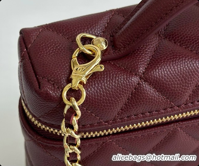 Sumptuous Chanel Mini Vanity with Chain in Quilted Grained Calfskin CH100817 Burgundy 2026